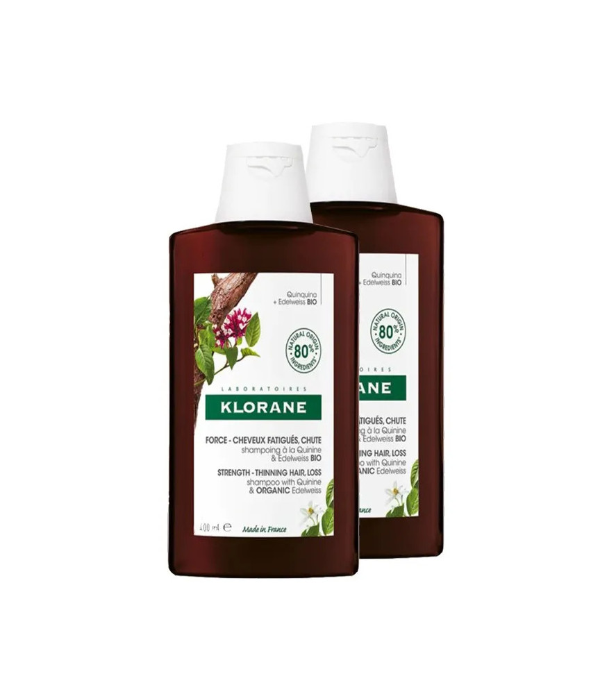 Shampoing Klorane à la Quinine et Edelweiss Bio - 2x400ml