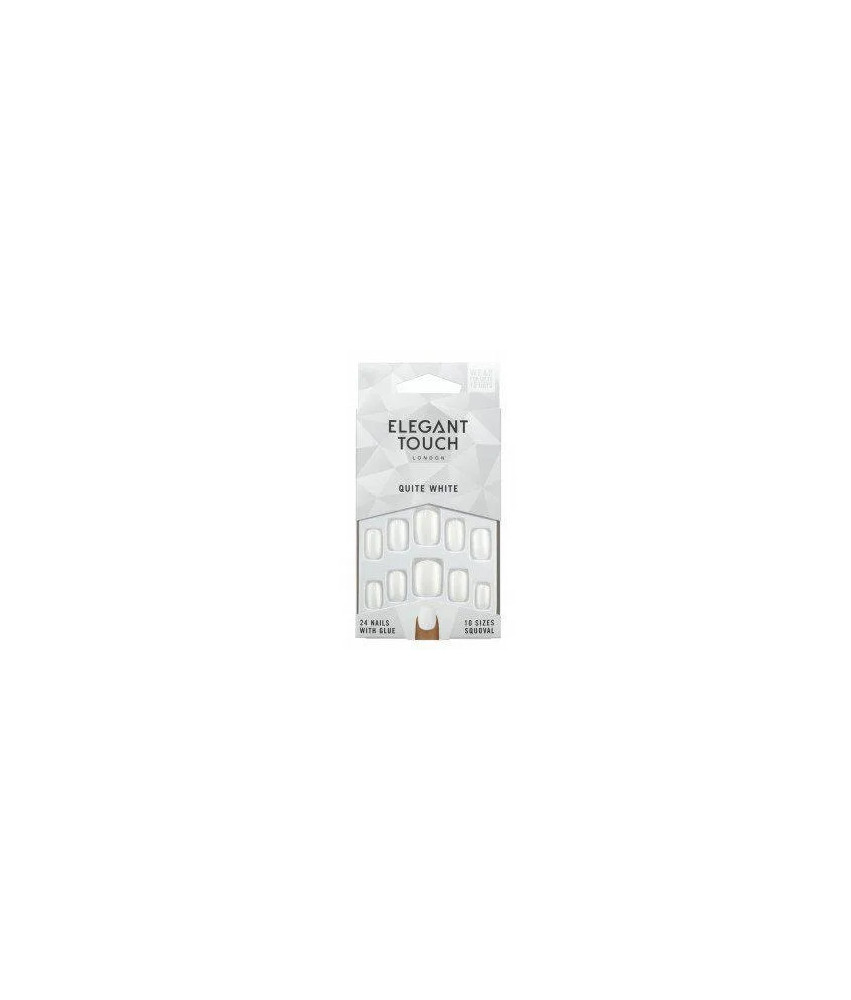 Ongles Élégants: 24 Faux Ongles Blancs avec Colle Squoval