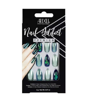 Ongles Faux Ardell Nail Addict Paillettes Vertes Chromées