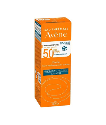 Protection solaire haute performance : Avène Fluide SPF50+ Peau Normale-Mixte