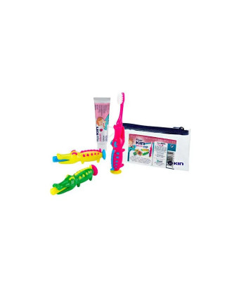 Lot de 3 Brosses à dents Fluorkin Enfants Voyage Crocodile