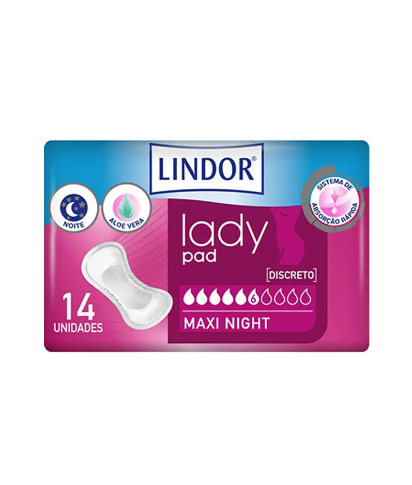 Protections Lindor Lady Pad Maxi Nuit 6 Gouttes