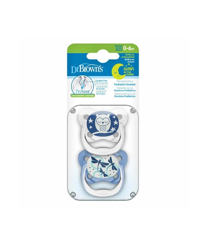 Sucette Nocturne Dr. Brown's Prevent Bleu 0-6M - Accessoire Bébé
