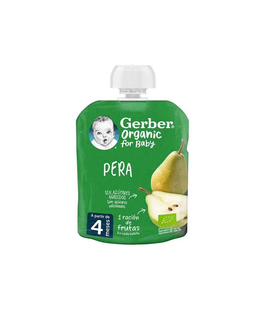 Collation bio pour bébé: Gerber Pouch Poire 90g