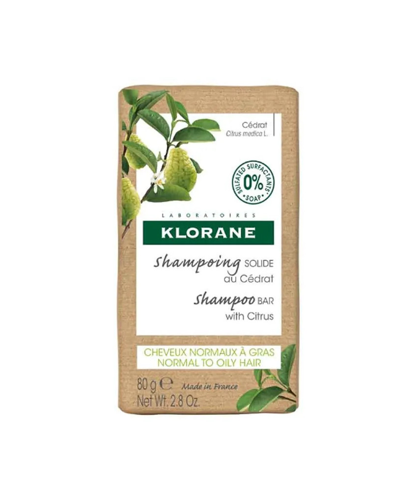Shampoing Solide Klorane à la Citronnelle 80 g - Fraîcheur naturelle