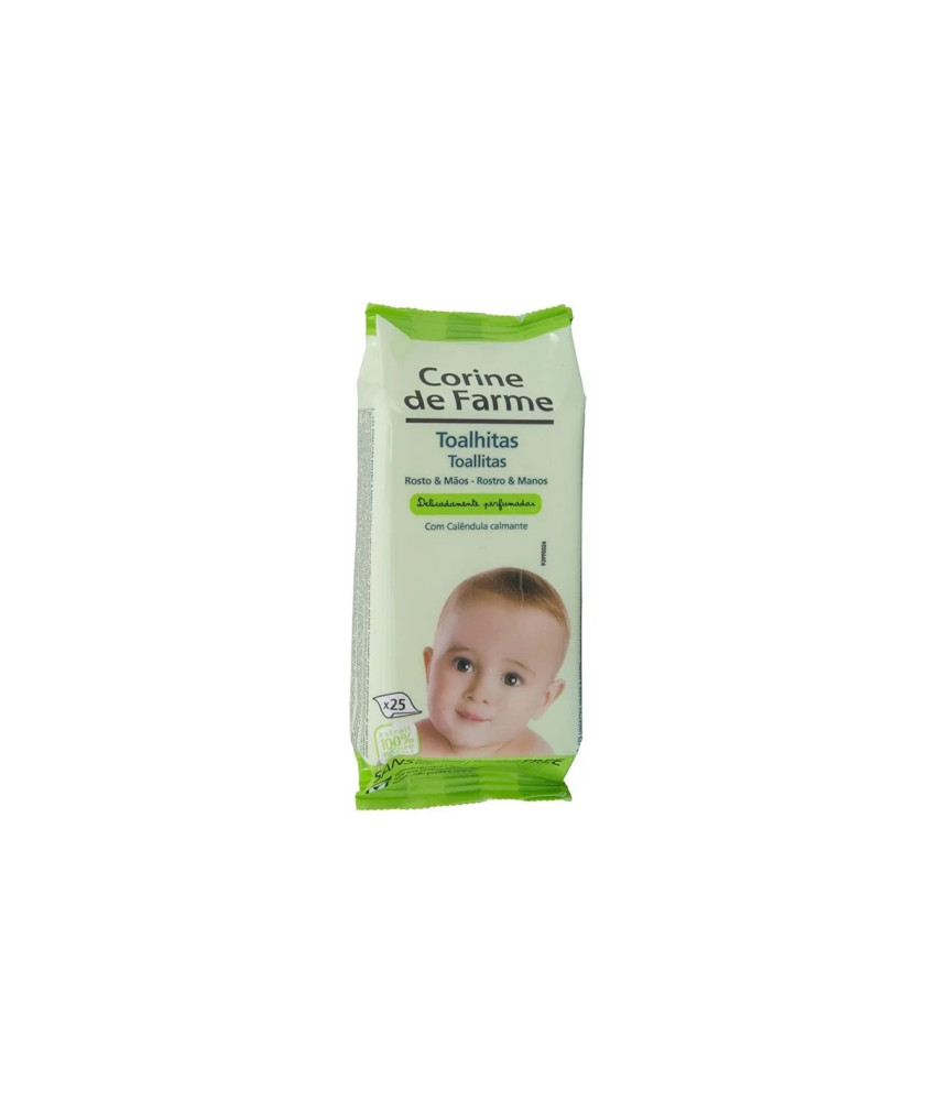 Corine De Farme Lingettes Visage et Mains Peaux Sensibles 25 Unités