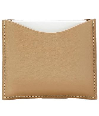 Étui compact en cuir camel La Bouche Rouge