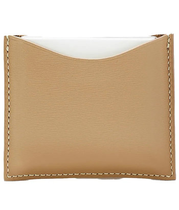 Étui compact en cuir camel La Bouche Rouge