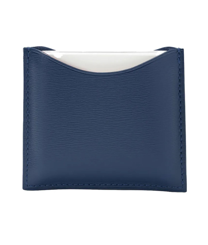 Étui Compact en Cuir Bleu Marine La Bouche Rouge