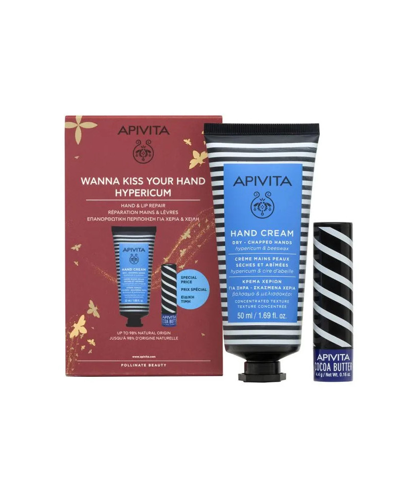 Ensemble Essentiel Apivita: Crème Mains & Baume Lèvres Hypericum