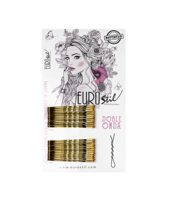 Pinces à cheveux Eurostil pour ondulations parfaites - Bronze 24 un.