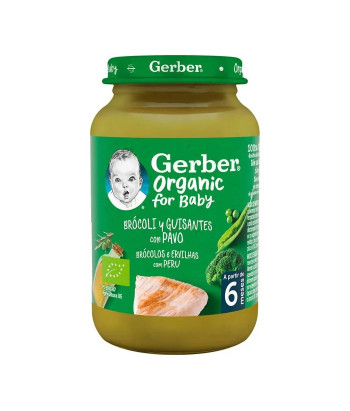 Purée Bio Brocoli, Pois & Dinde Gerber 190g
