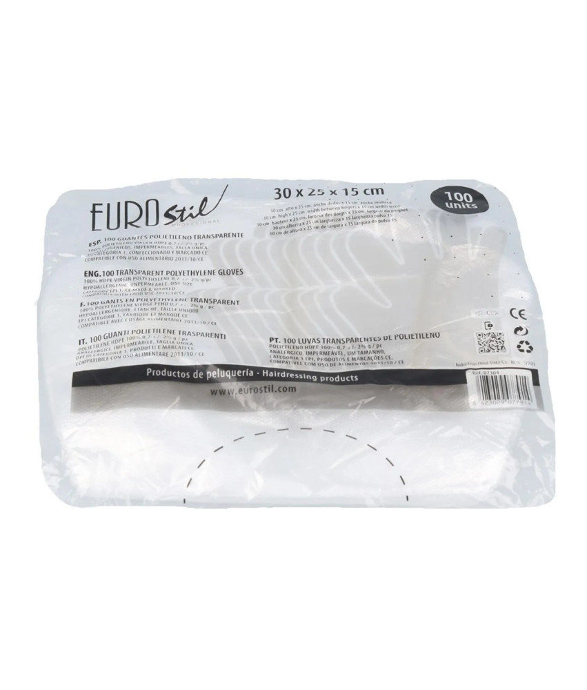Gants jetables transparents Eurostil 100un