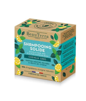 Shampooing Solide Beauterra à la Menthe et Citron 75g