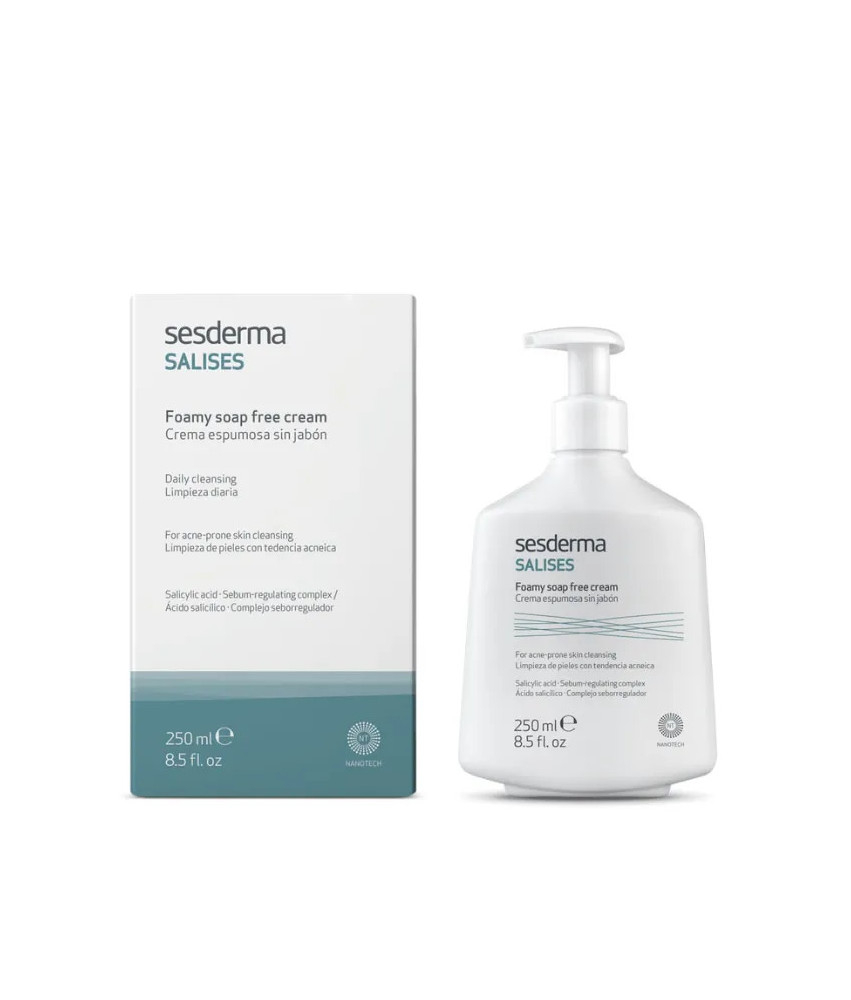 Nettoyez votre peau en profondeur avec la Crème Moussante Sesderma Salises. Sans savon, elle élimine l'excès de sébum et les imp