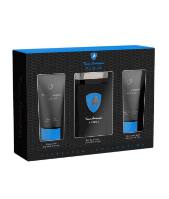 Ensemble Parfum Tonino Lamborghini Acqua 125ml - Gel de Bain 100ml - Baume After Shave 100ml