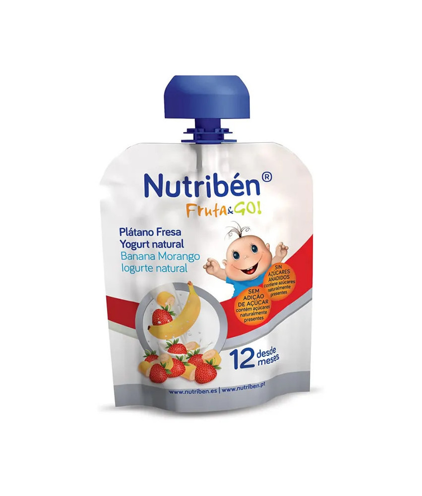 Nutribén Fruit & Go Banane, Fraise Et Yaourt Nature - 90g