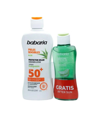 Babaria Aloe Protector Solar Spf50 Piel Sensible Resistente Al Agua 200ml Balsamo After Sun 1u