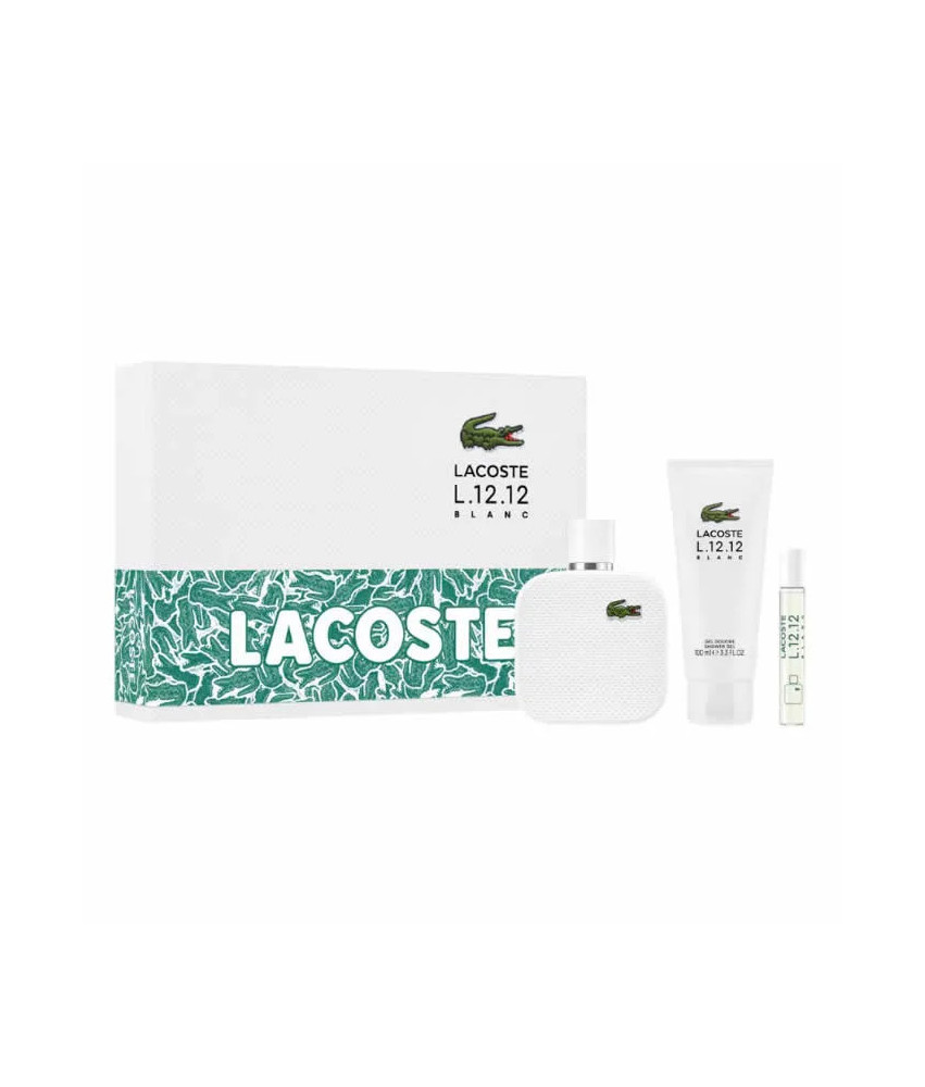 Lacoste L 12 12 Blanc Eau de Toilette Vaporisateur 100ml Coffret 3 Produits