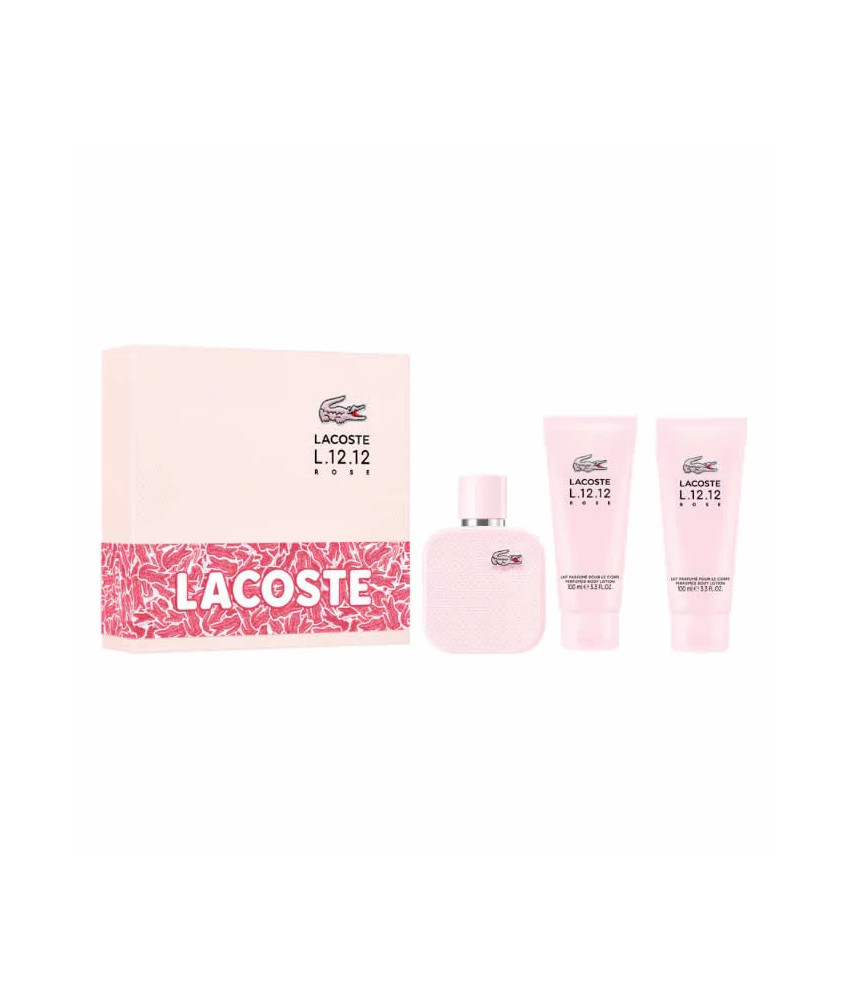Lacoste L.12.12 Rose Eau De Parfum Vaporisateur 100ml Coffret 3 Produits