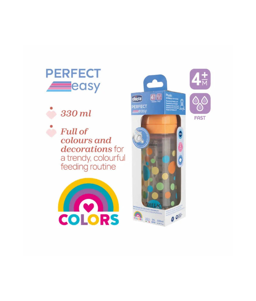 Biberon Chicco Perfect Easy Colors 4 Mois Et Plus 330ml
