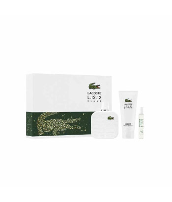 Lacoste L.12.12 Blanc Men Eau De Toilette Vaporisateur 100ml Coffret 3 Produits