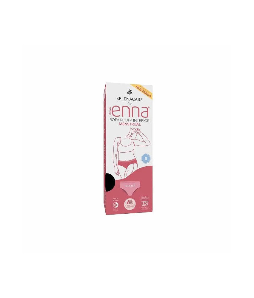 Enna Menstrual Brief Hipster Black Moderate Flow Size S Day & Night