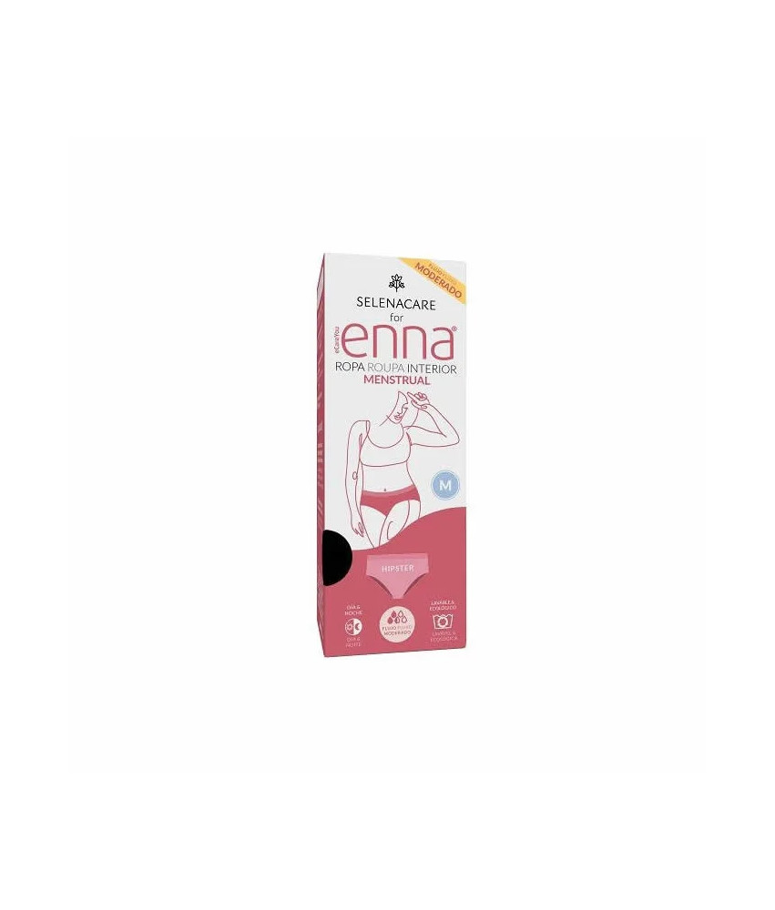 Enna Menstrual Brief Hipster Black Moderate Flow Size M Day & Night