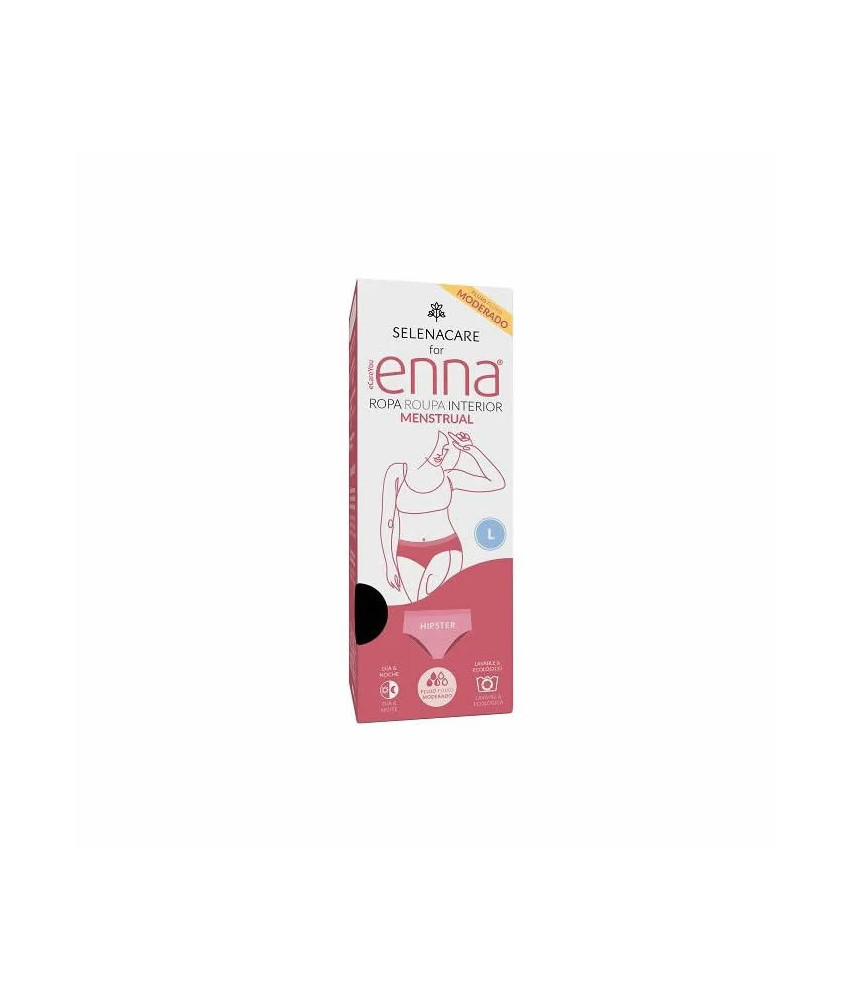 Enna Menstrual Brief Hipster Black Moderate Flow Size L Day & Night