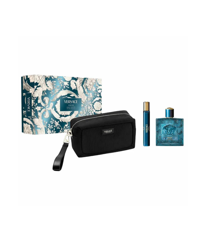Versace Eros Pour Homme Eau De Toilette Vaporisateur 100ml Coffret 3 Produits