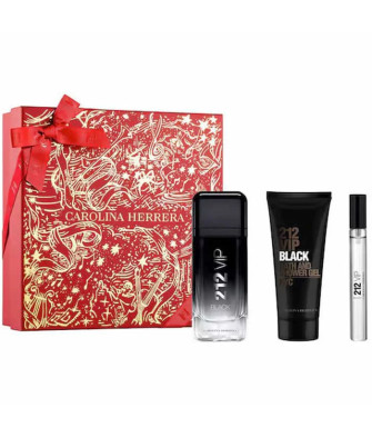 Carolina Herrera 212 Vip Black Men Eau De Perfume Spray 100ml Coffret 3 Produits
