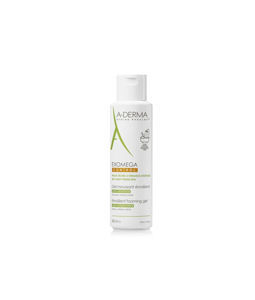 A-Derma Exomega Control Gel Moussant Émollient Anti-Grattage 500ml