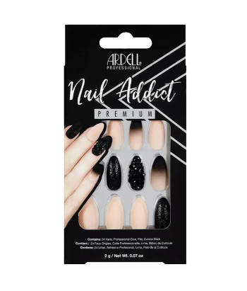 Ardell Nail Addict Black Stud y Pink Ombre False Nails