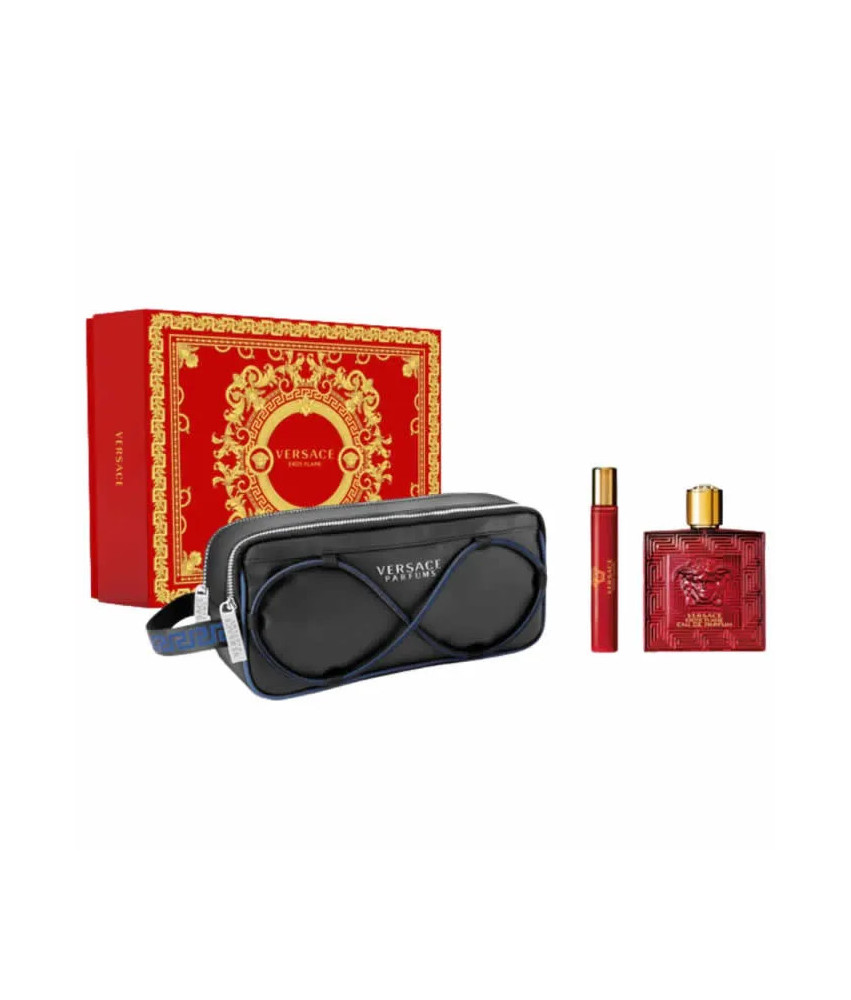 Versace Eros Flame Eau De Parfum Vaporisateur 100ml Coffret 3 Produits