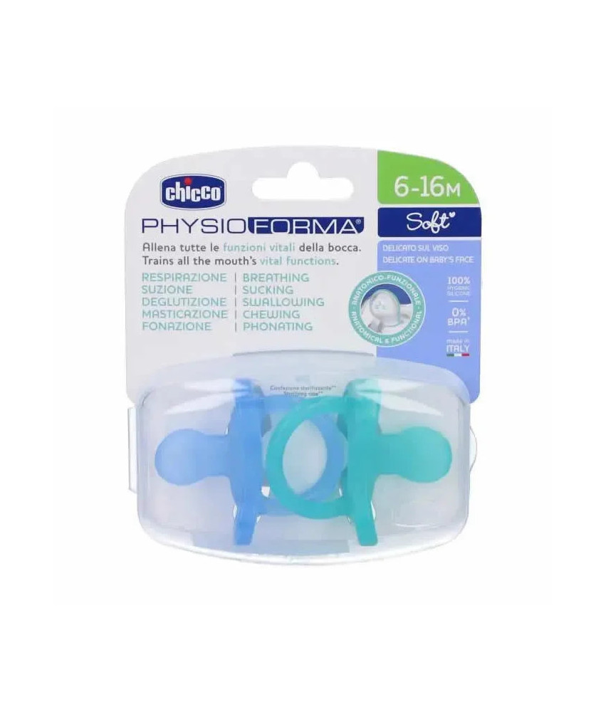 Chicco Sucette Physio Soft Silicone Bleu 6-12M