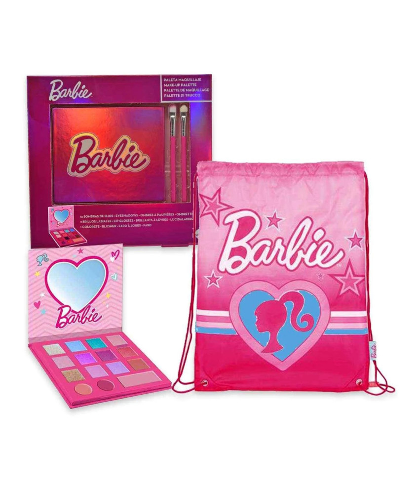 Cartoon Barbie Niños Set Sombra De Ojos y Brillo De Labios 1un