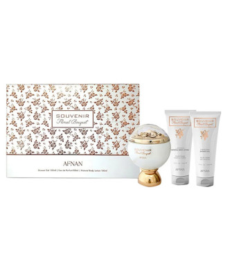 Afnan Souvenir Floral Bouquet Eau De Parfum 100ml Gel De Baño 100ml Locion Corporal 100ml