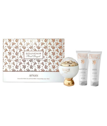 Afnan Souvenir Floral Bouquet Eau De Parfum 100ml Gel De Baño 100ml Locion Corporal 100ml